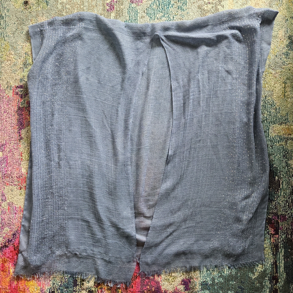 Lightweight Light Blue Sequin Oversized Open Front Shawl
